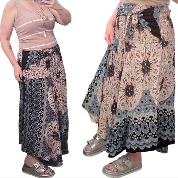Joob Joob Blue Floral Boho Chic Multi Way Asymmetrical Maxi Skirt Size L / XL - Picture 7 of 15
